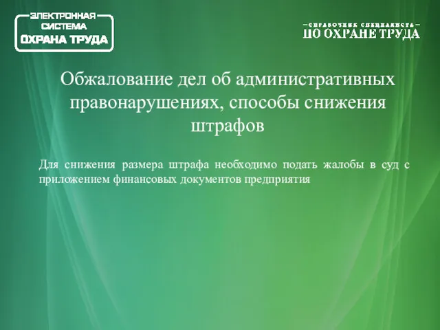 Для снижения размера штрафа необходимо подать жалобы в суд с