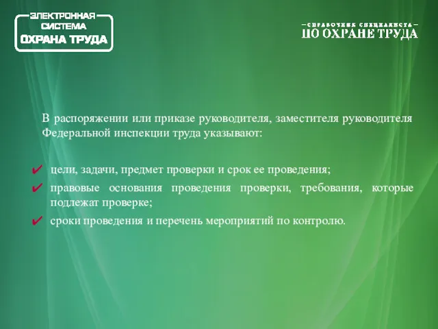 В распоряжении или приказе руководителя, заместителя руководителя Федеральной инспекции труда