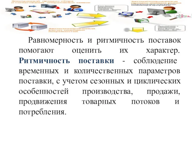 Равномерность и ритмичность поставок помогают оценить их характер. Ритмичность поставки