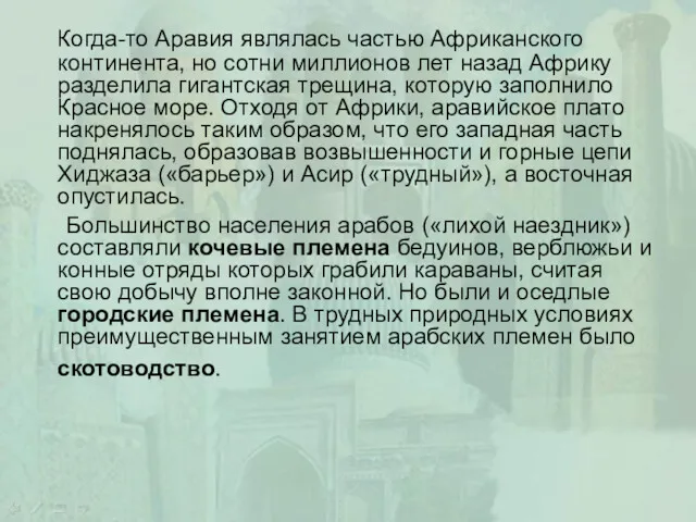 Когда-то Аравия являлась частью Африканского континента, но сотни миллионов лет