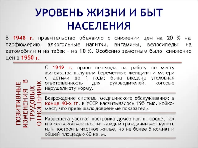 В 1948 г. правительство объявило о снижении цен на 20