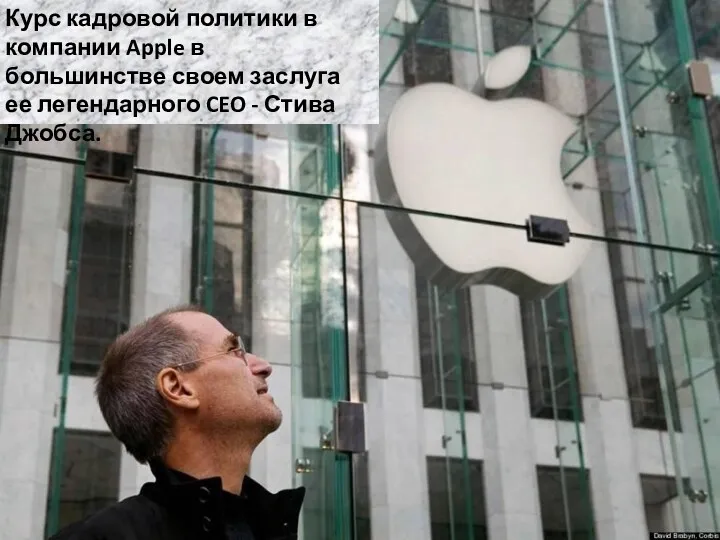 Курс кадровой политики в компании Apple в большинстве своем заслуга ее легендарного CEO - Стива Джобса.