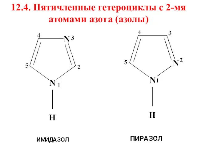 12.4. Пятичленные гетероциклы с 2-мя атомами азота (азолы)