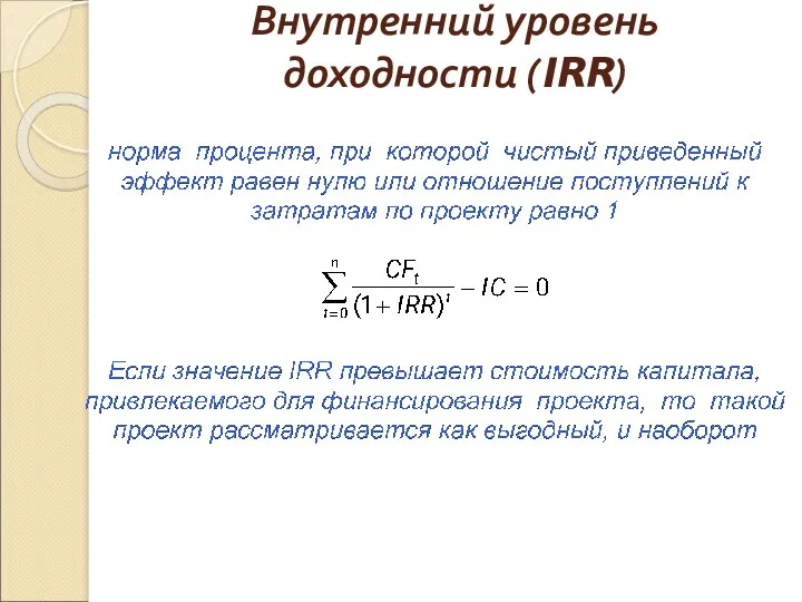 Внутренний уровень доходности (IRR)