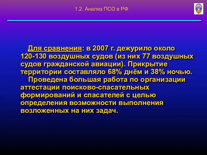 Для сравнения: в 2007 г. дежурило около 120-130 воздушных судов