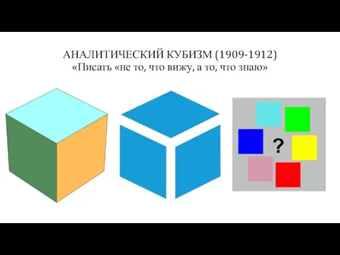 АНАЛИТИЧЕСКИЙ КУБИЗМ (1909-1912) «Писать «не то, что вижу, а то, что знаю»