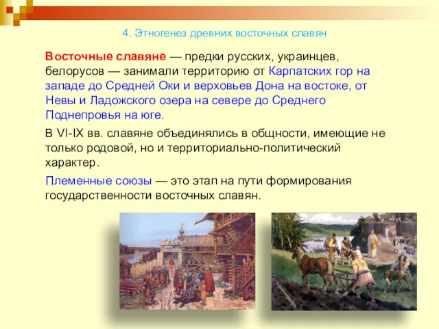 Восточные славяне — предки русских, украинцев, белорусов — занимали территорию