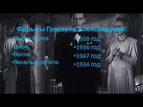 Фильмы Григория Александрова.. Волга-Волга Цирк Весна Веселые ребята 1938 год 1936 год 1947 год 1934 год