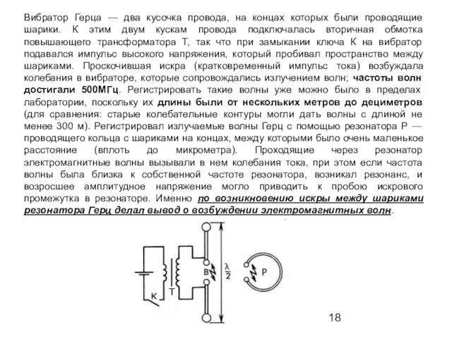 Вибратор Герца — два кусочка провода, на концах которых были