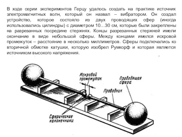 В ходе серии экспериментов Герцу удалось создать на практике источник