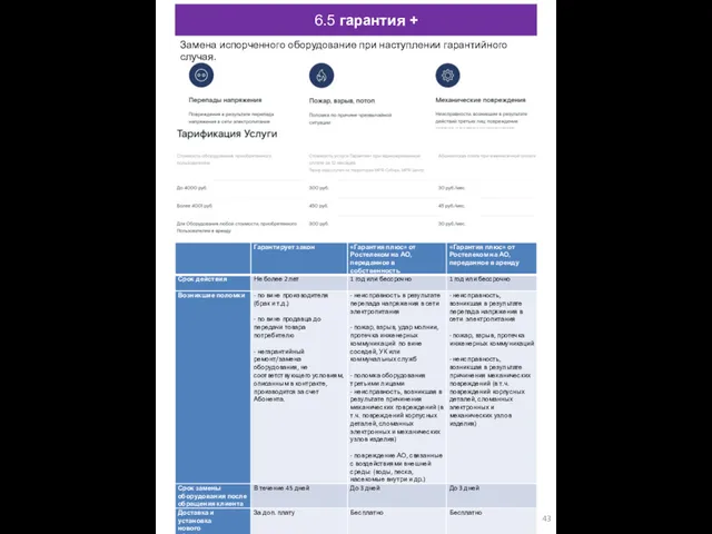 6.5 гарантия + Замена испорченного оборудование при наступлении гарантийного случая.
