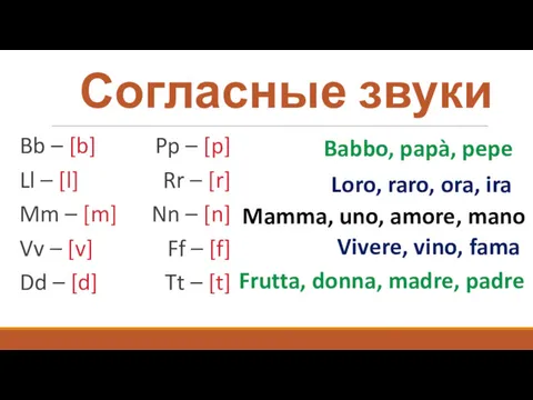 Согласные звуки Bb – [b] Ll – [l] Mm –