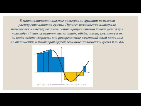 В математическом анализе интегралом функции называют расширение понятия суммы. Процесс