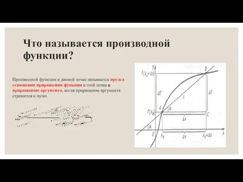 Что называется производной функции? Производной функции в данной точке называется