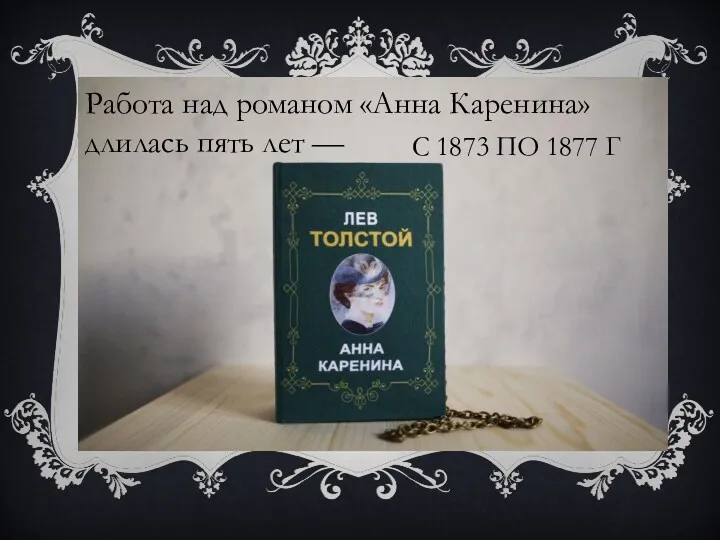 С 1873 ПО 1877 Г Работа над романом «Анна Каренина» длилась пять лет —