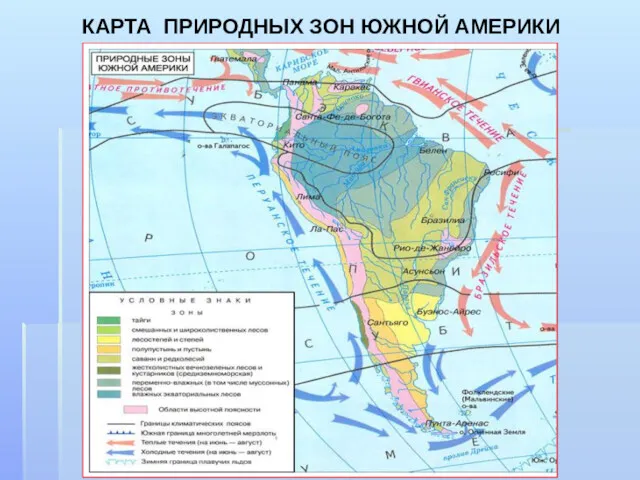 КАРТА ПРИРОДНЫХ ЗОН ЮЖНОЙ АМЕРИКИ