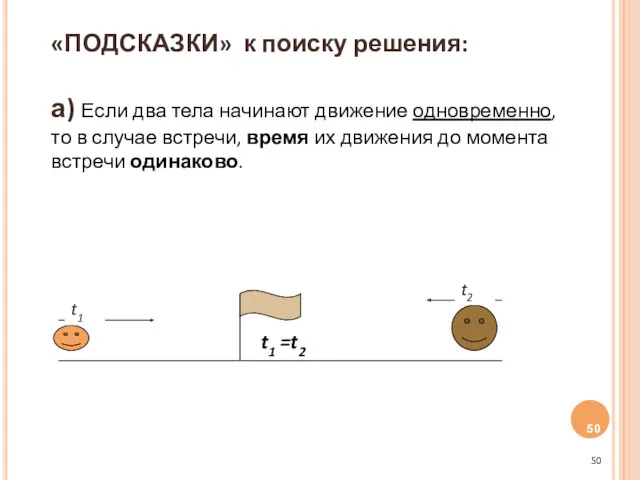 «ПОДСКАЗКИ» к поиску решения: а) Если два тела начинают движение