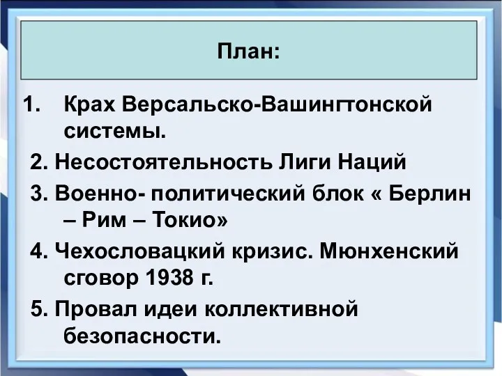 * Антоненкова А.В. МОУ Будинская ООШ Крах Версальско-Вашингтонской системы. 2.