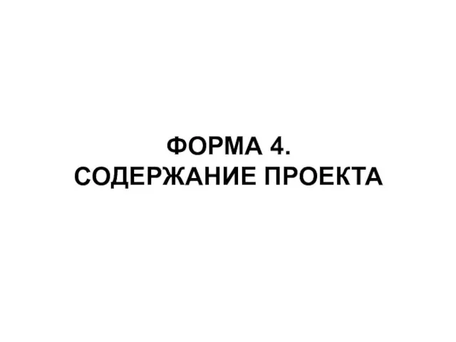 ФОРМА 4. СОДЕРЖАНИЕ ПРОЕКТА