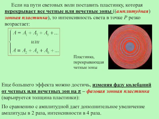 Если на пути световых волн поставить пластинку, которая перекрывает все