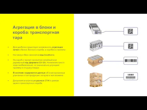 Для удобства существует возможность агрегации пачек в блоки, блоков в