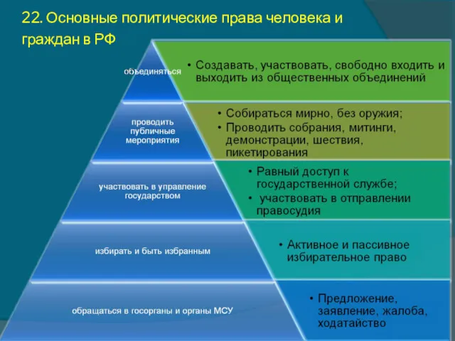 22. Основные политические права человека и граждан в РФ