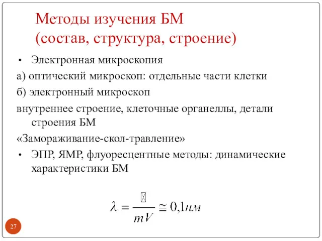 Методы изучения БМ (состав, структура, строение) Электронная микроскопия а) оптический