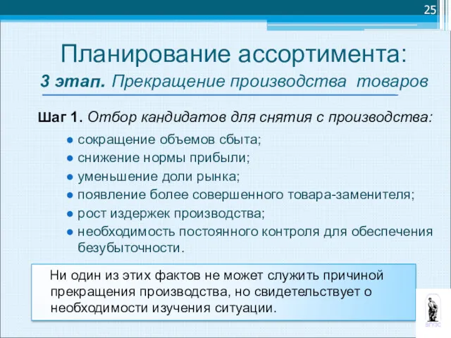 Шаг 1. Отбор кандидатов для снятия с производства: сокращение объемов