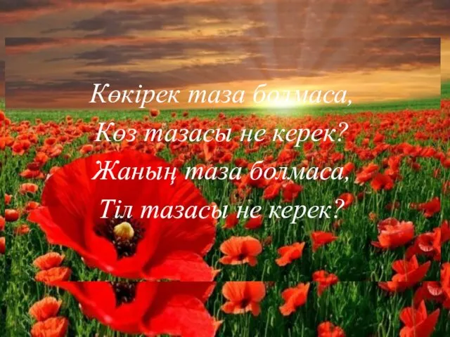 Көкірек таза болмаса, Көз тазасы не керек? Жаның таза болмаса, Тіл тазасы не керек?