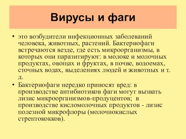 Вирусы и фаги это возбудители инфекционных заболеваний человека, животных, растений.