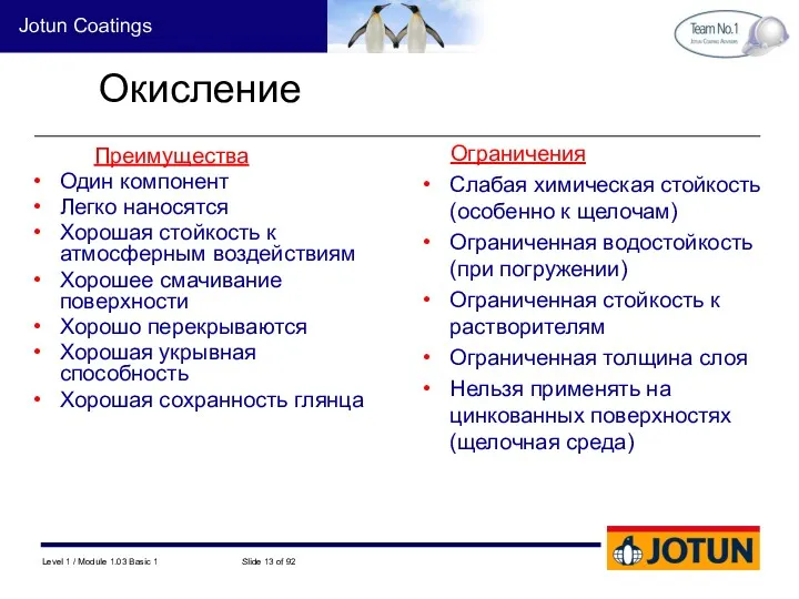 Преимущества Один компонент Легко наносятся Хорошая стойкость к атмосферным воздействиям