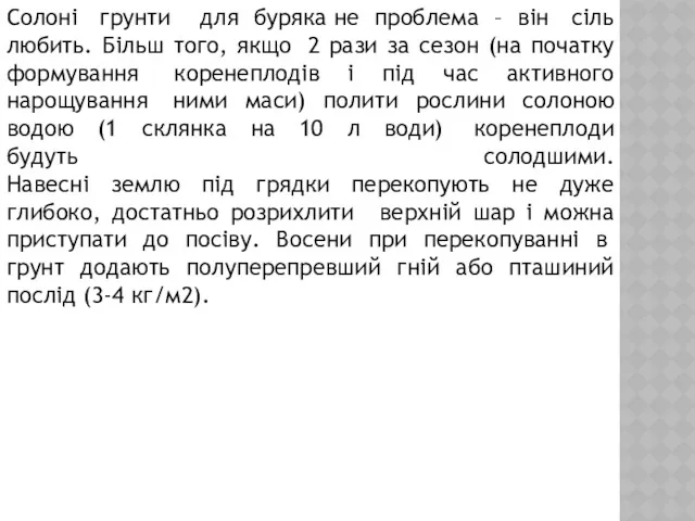 Солоні грунти для буряка не проблема – він сіль любить.