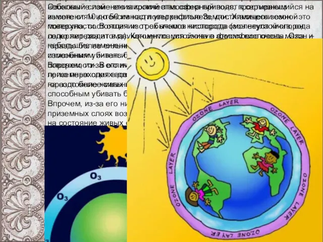 Озоновый слой - это широкий атмосферный пояс, простирающийся на высоте