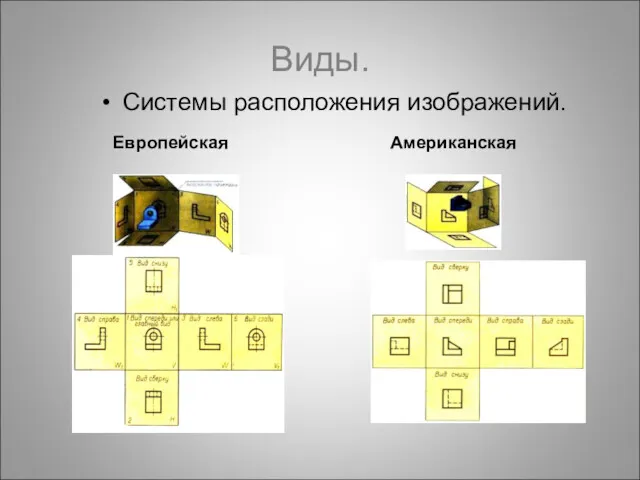 Виды. Системы расположения изображений. Европейская Американская