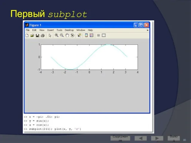 Первый subplot Содержание Выход