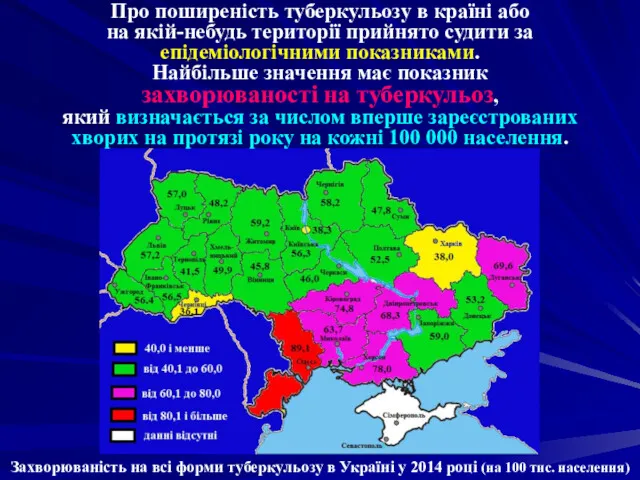 Про поширеність туберкульозу в країні або на якій-небудь території прийнято