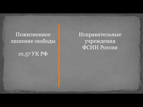 Пожизненное лишение свободы ст.57 УК РФ Исправительные учреждения ФСИН России