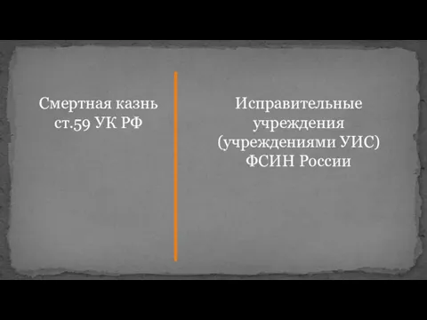Смертная казнь ст.59 УК РФ Исправительные учреждения (учреждениями УИС) ФСИН России