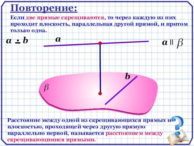 Повторение: Если две прямые скрещиваются, то через каждую из них