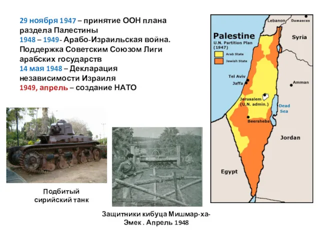 29 ноября 1947 – принятие ООН плана раздела Палестины 1948