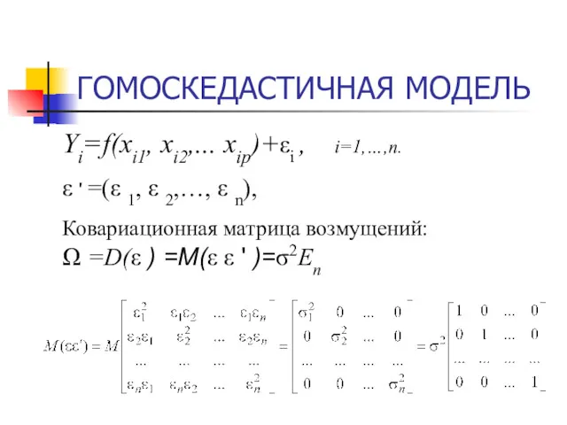 ГОМОСКЕДАСТИЧНАЯ МОДЕЛЬ