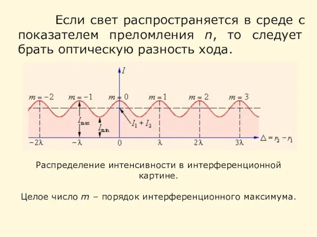 Если свет распространяется в среде с показателем преломления n, то