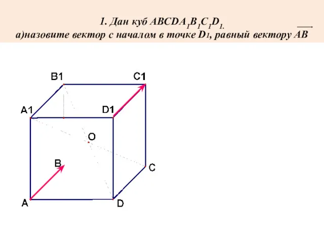 1. Дан куб АВСDА1В1С1D1. а)назовите вектор с началом в точке