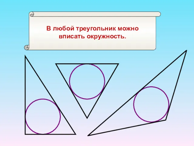 В любой треугольник можно вписать окружность.