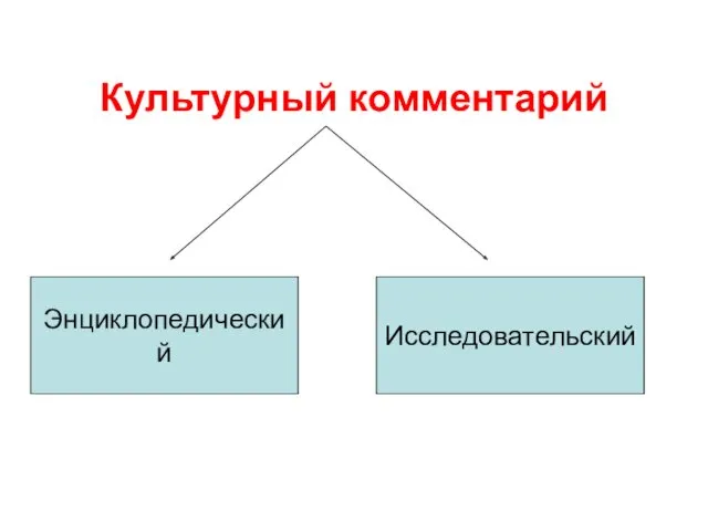 Культурный комментарий Энциклопедический Исследовательский