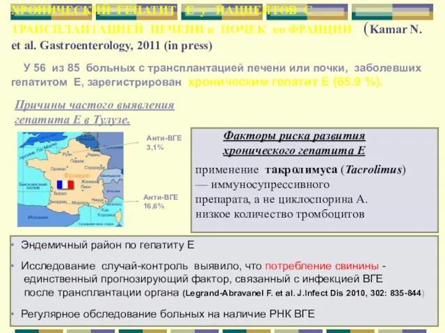 ХРОНИЧЕСКИЙ ГЕПАТИТ Е у ПАЦИЕНТОВ С ТРАНСПЛАНТАЦИЕЙ ПЕЧЕНИ и ПОЧЕК