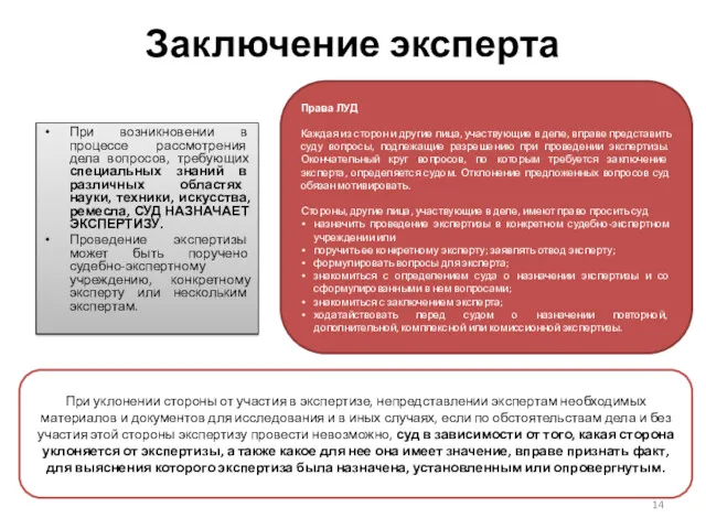 Заключение эксперта При возникновении в процессе рассмотрения дела вопросов, требующих