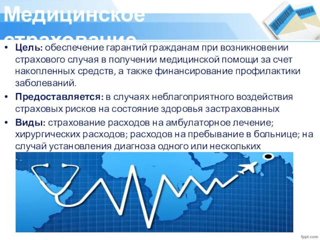 Медицинское страхование. Цель: обеспечение гарантий гражданам при возникновении страхового случая