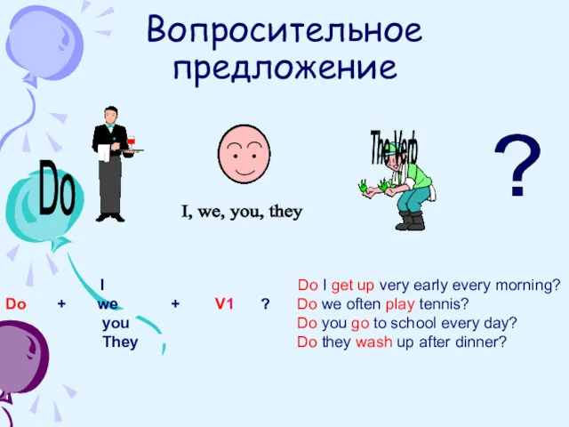 Вопросительное предложение The Verb I, we, you, they Do ?