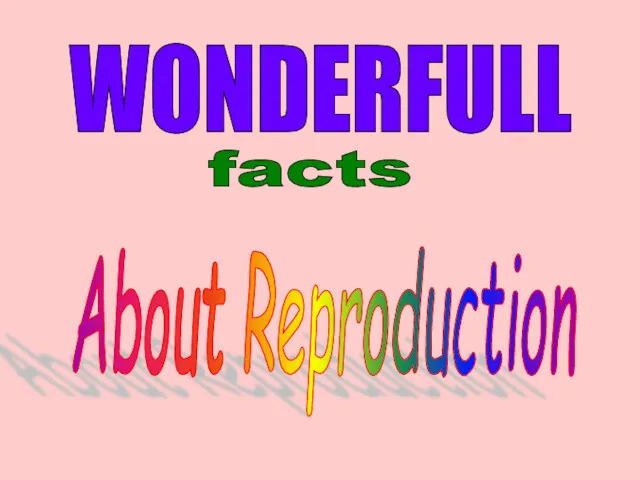 WONDERFULL facts About Reproduction